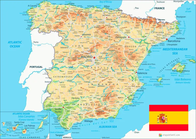 Mapa topográfico de España