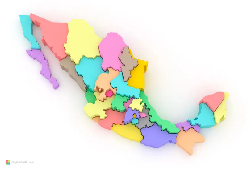Mapa tridimensional y mudo de México