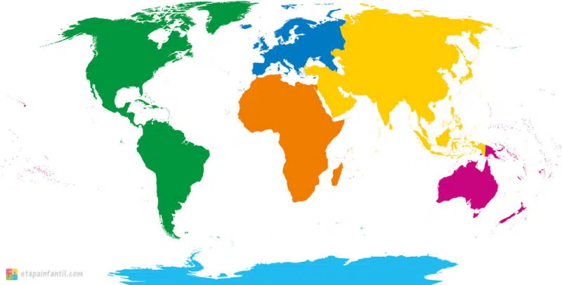Mapa de los continentes mudo para imprimir