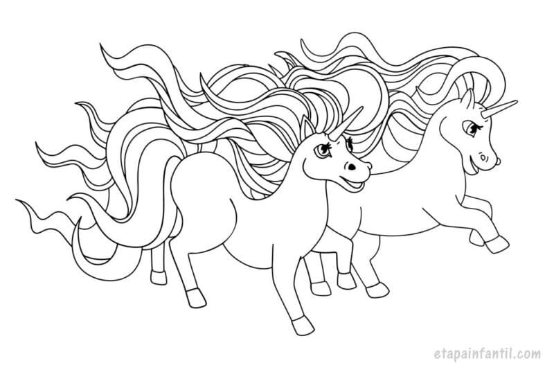 Dibujo de pareja de unicornios