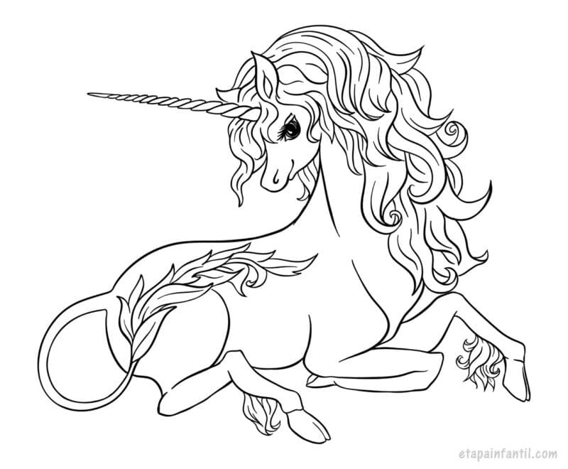 Dibujo de unicornio descansando