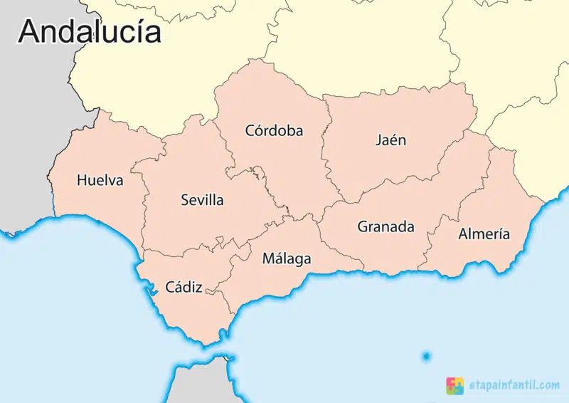 mapa andalucía provincias político