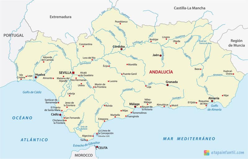 mapa ríos andalucia