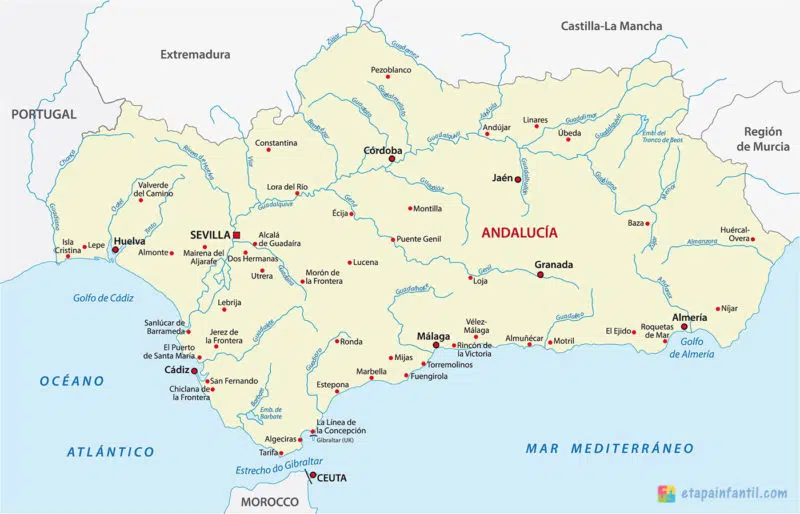 mapa ríos andalucia