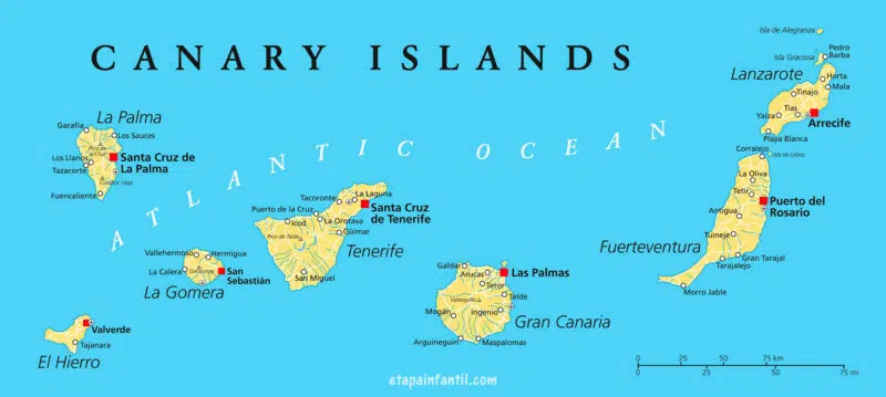 Mapa ciudades Canarias