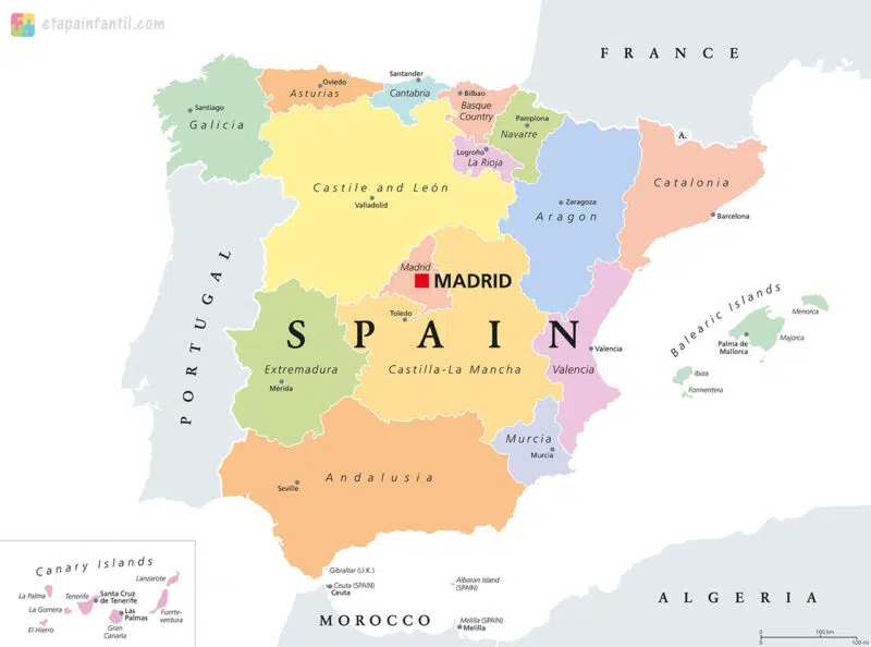 Mapa político Canarias para imprimir