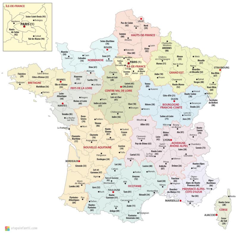 Mapa de Francia para imprimir