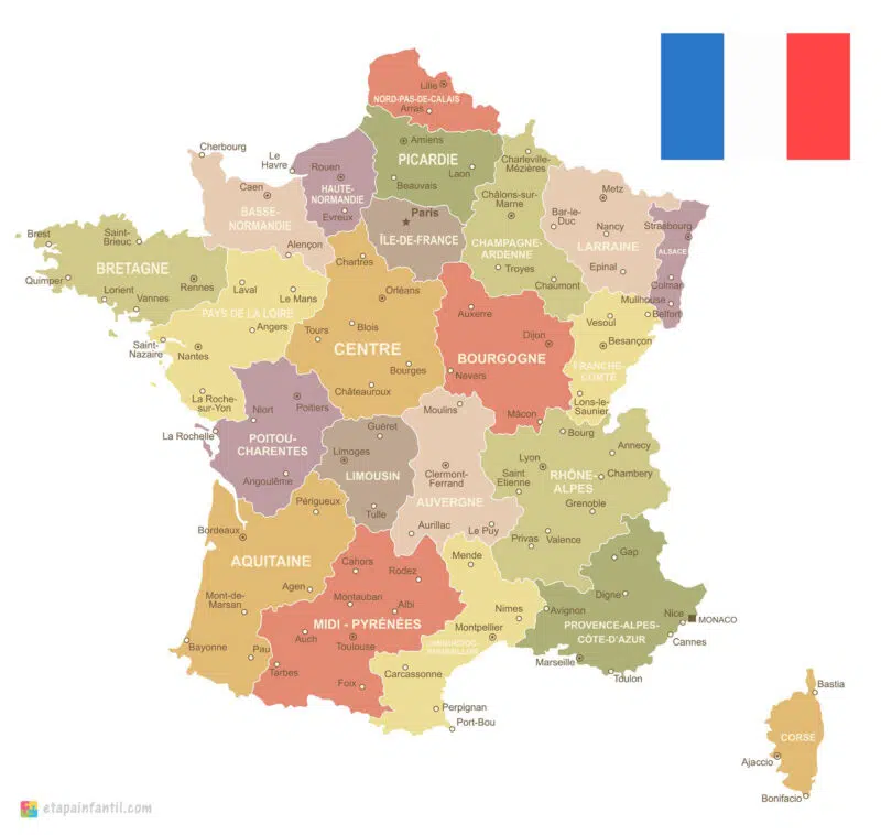 Mapa de antiguas regiones de Francia
