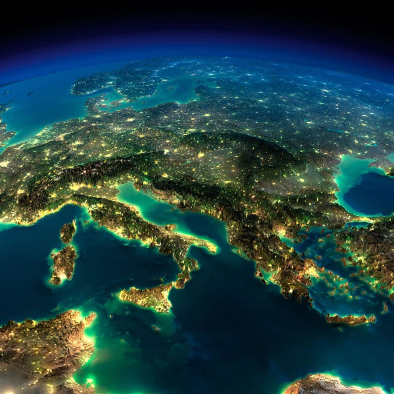 Mapa nocturno de Italia