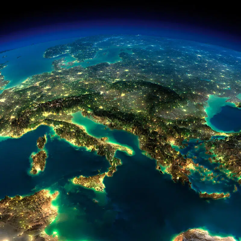 Mapa nocturno de Italia