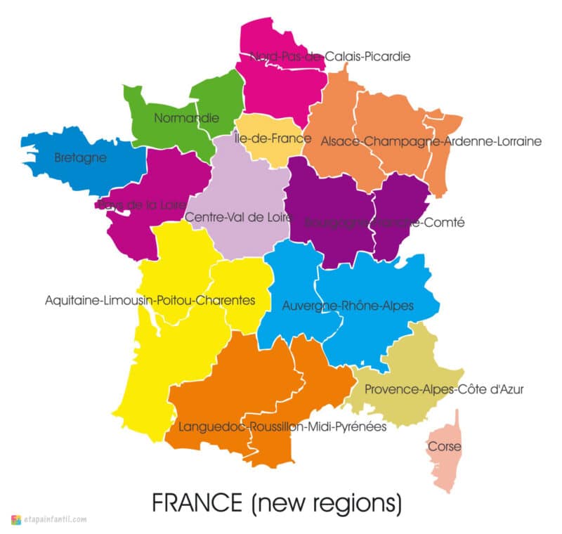 Mapa de nuevas regiones de Francia