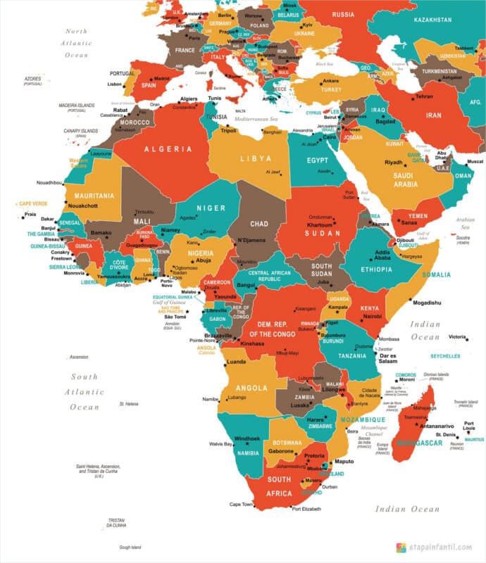 Mapa político de África para imprimir