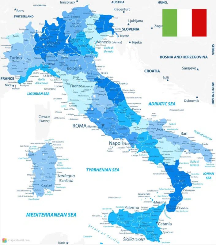 Mapa político de Italia para imprimir