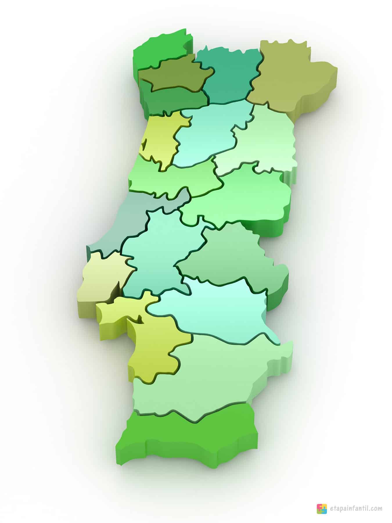 Mapa tridimensional mudo de Portugal