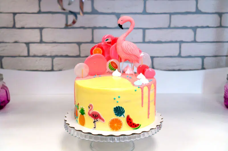 Tarta de cumpleaños de flamingos