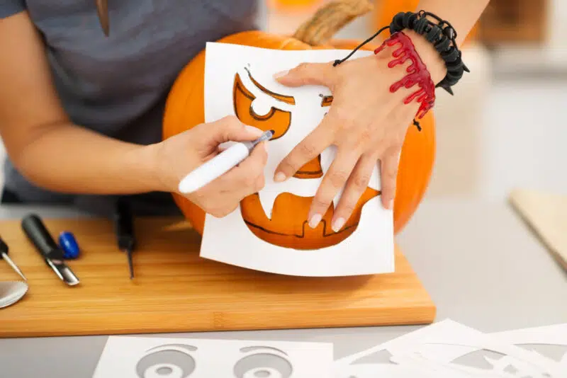 decorar calabaza halloween paso 3 dibujo