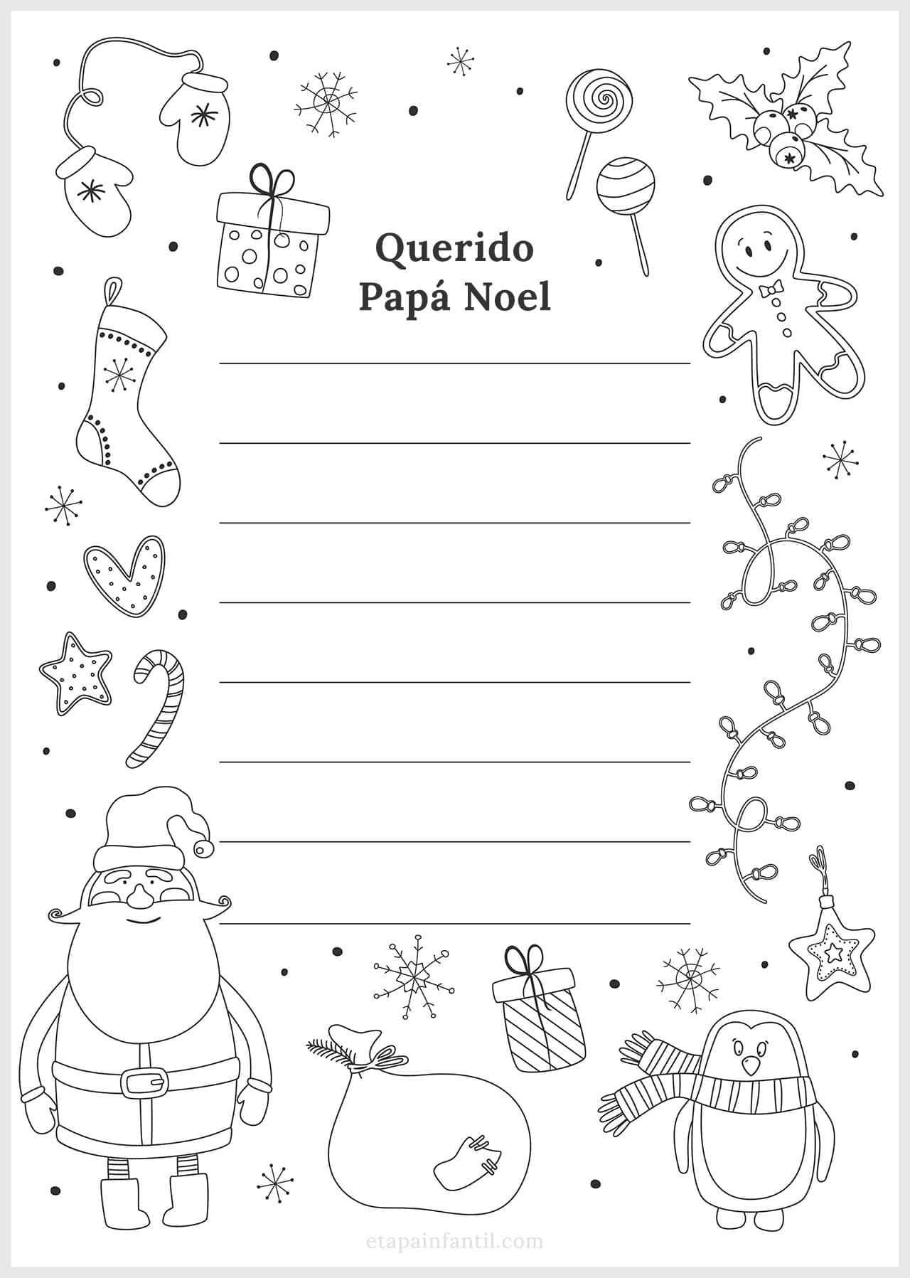 explosión Anciano Ventilar 5 modelos de carta para Papá Noel para imprimir y colorear - Etapa Infantil