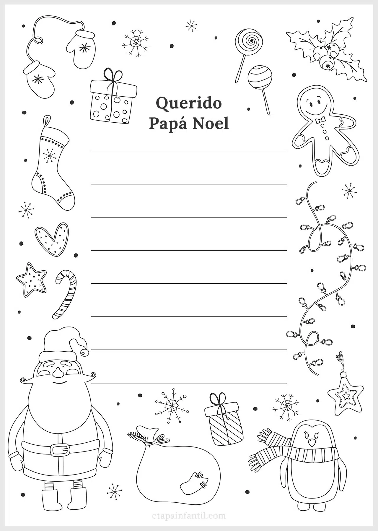 Carta Papa Noel Colorear 5 modelos de carta para Papá Noel para imprimir y colorear - Etapa Infantil