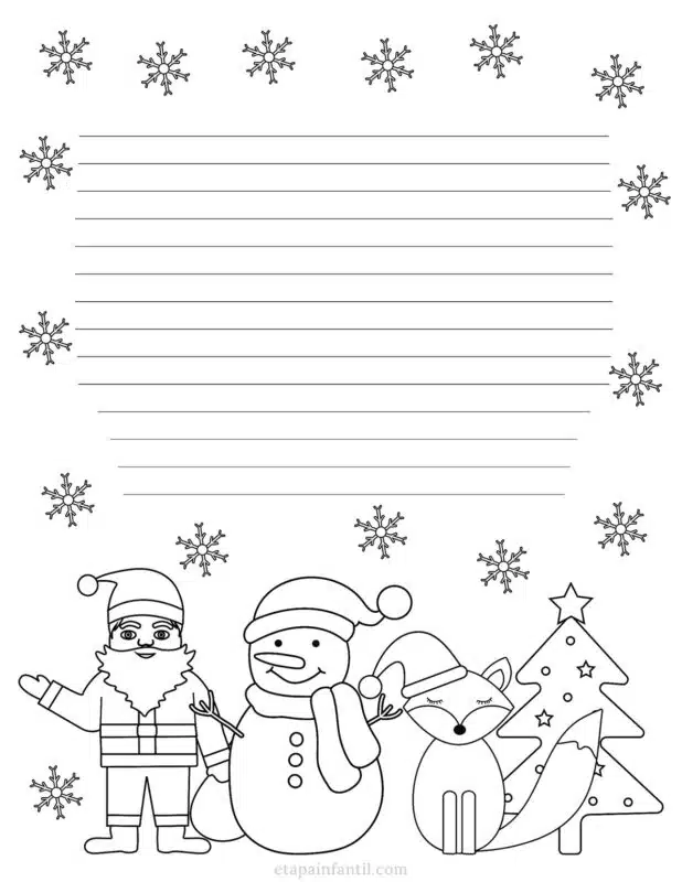 Carta navideña para Papá Noel para imprimir y colorear