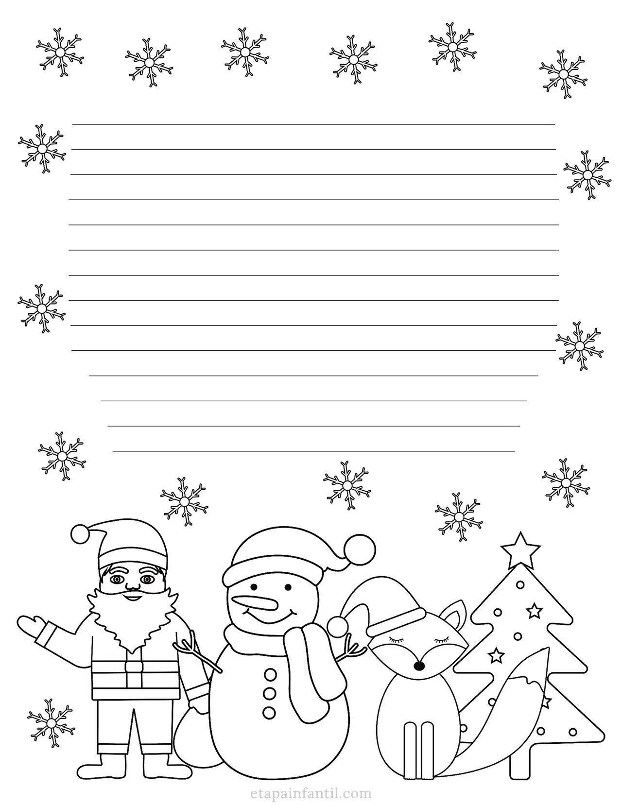 Carta navideña para Papá Noel para imprimir y colorear
