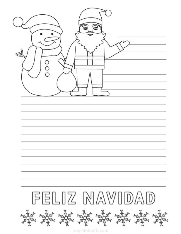 Carta sencilla a Papá Noel para imprimir y colorear