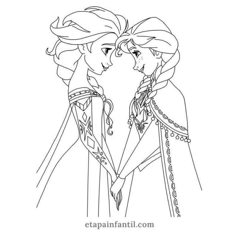Dibujo Ana y Elsa Frozen colorear