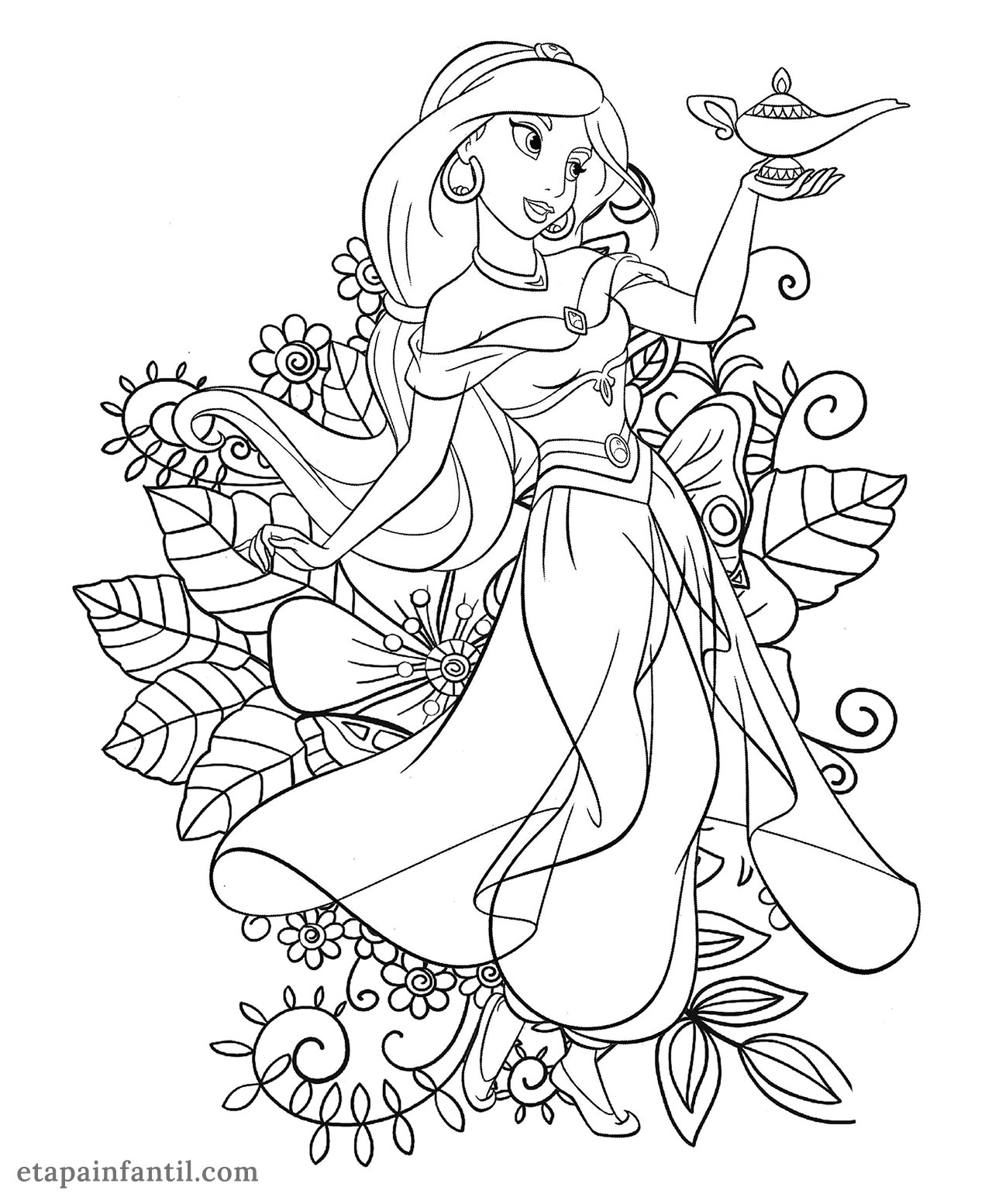 Dibujo Jasmin Aladdin colorear