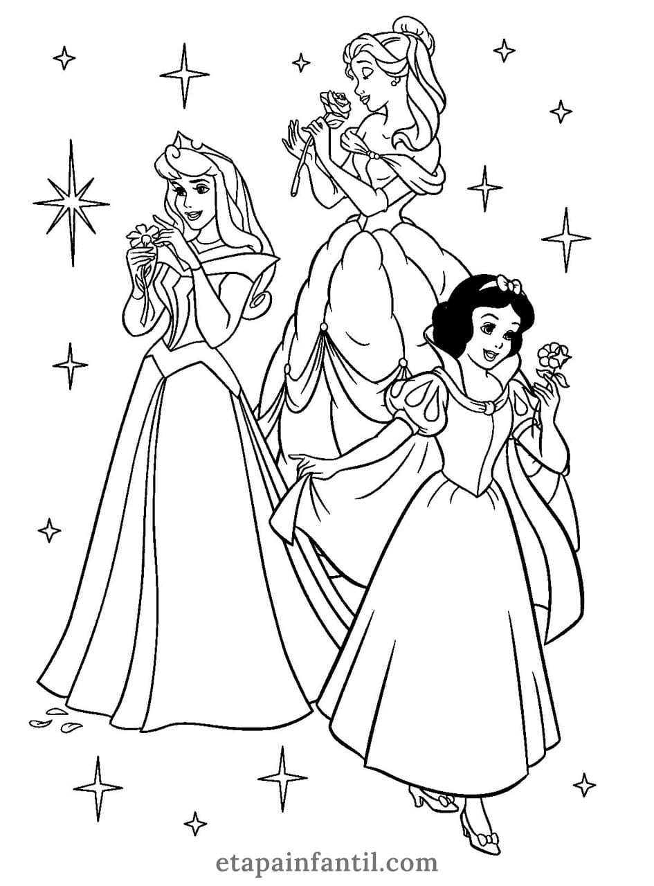 Princesas Disney flor colorear