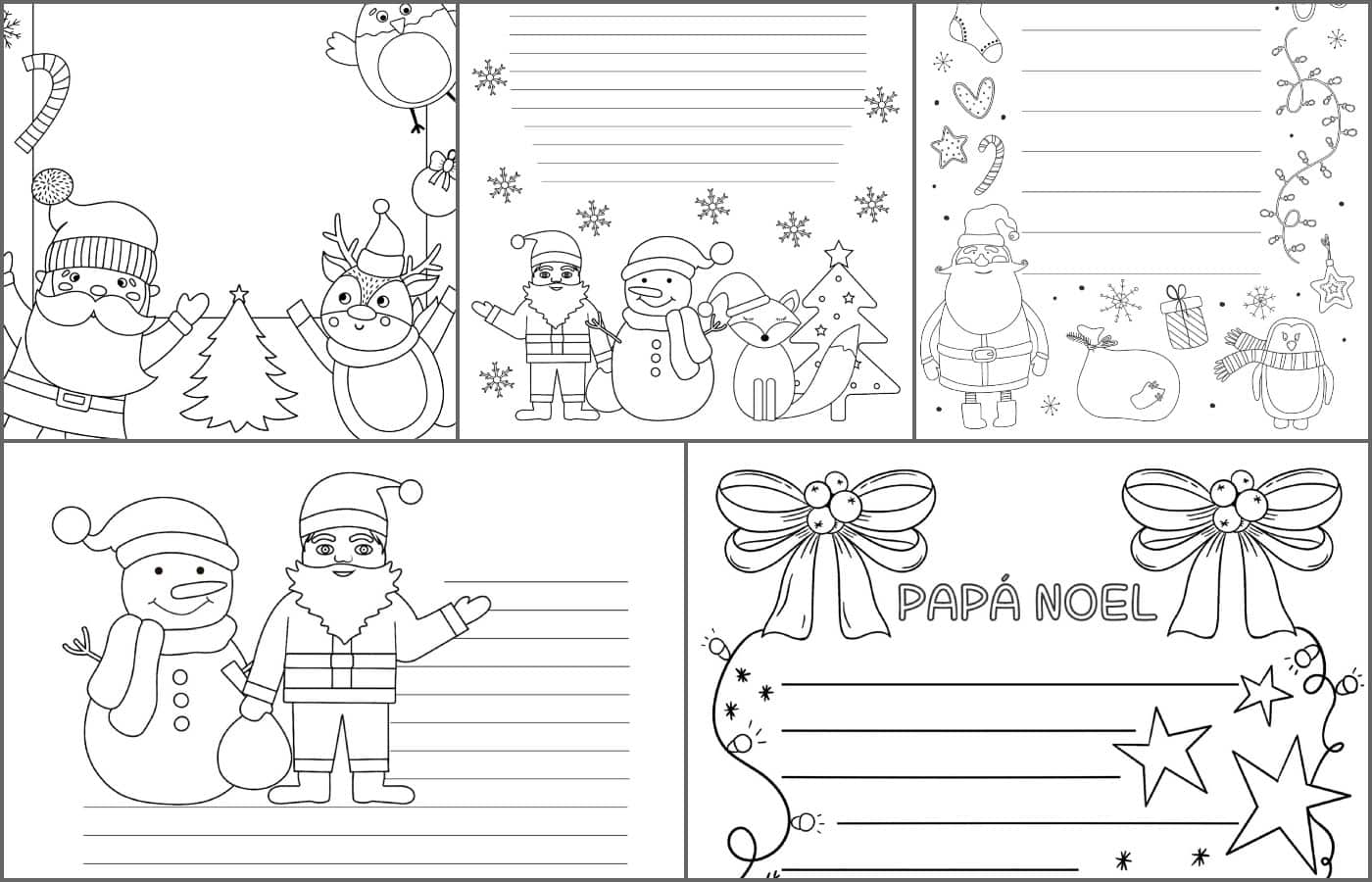 5 modelos de carta para Papá Noel para imprimir y colorear - Etapa Infantil