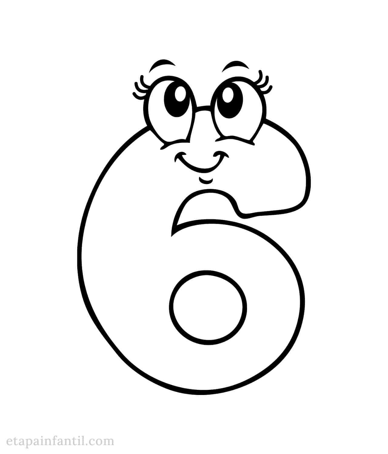Número 6 para colorear