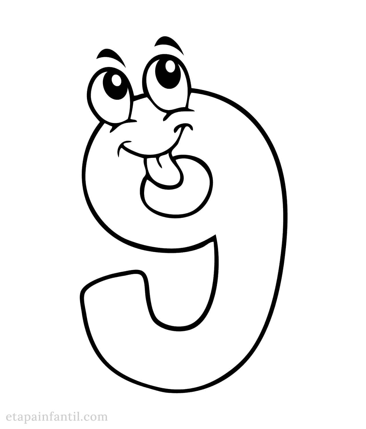 Número 9 para colorear