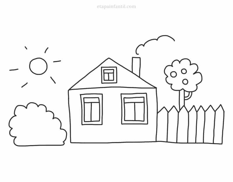 Dibujo de casa con valla