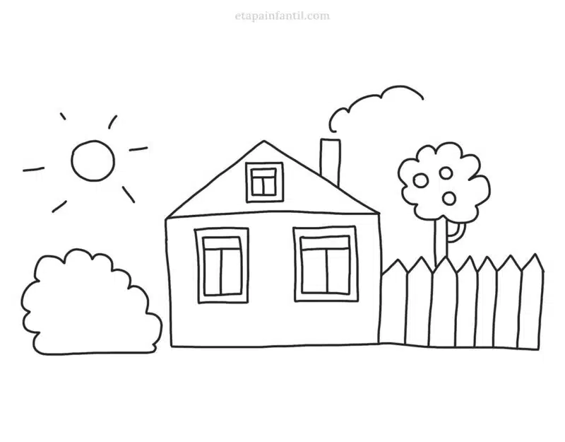 Dibujo de casa con valla