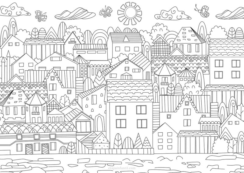 Dibujo de casas de ciudad