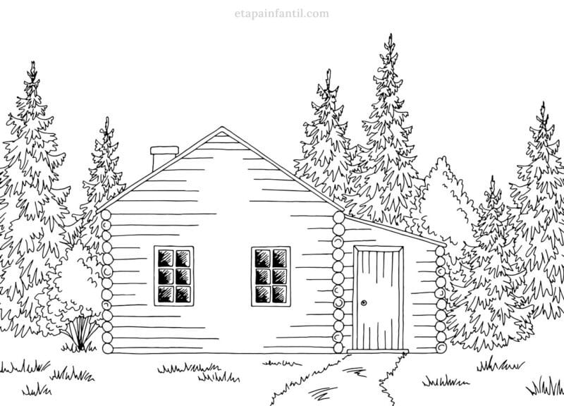 Dibujo de casita de madera