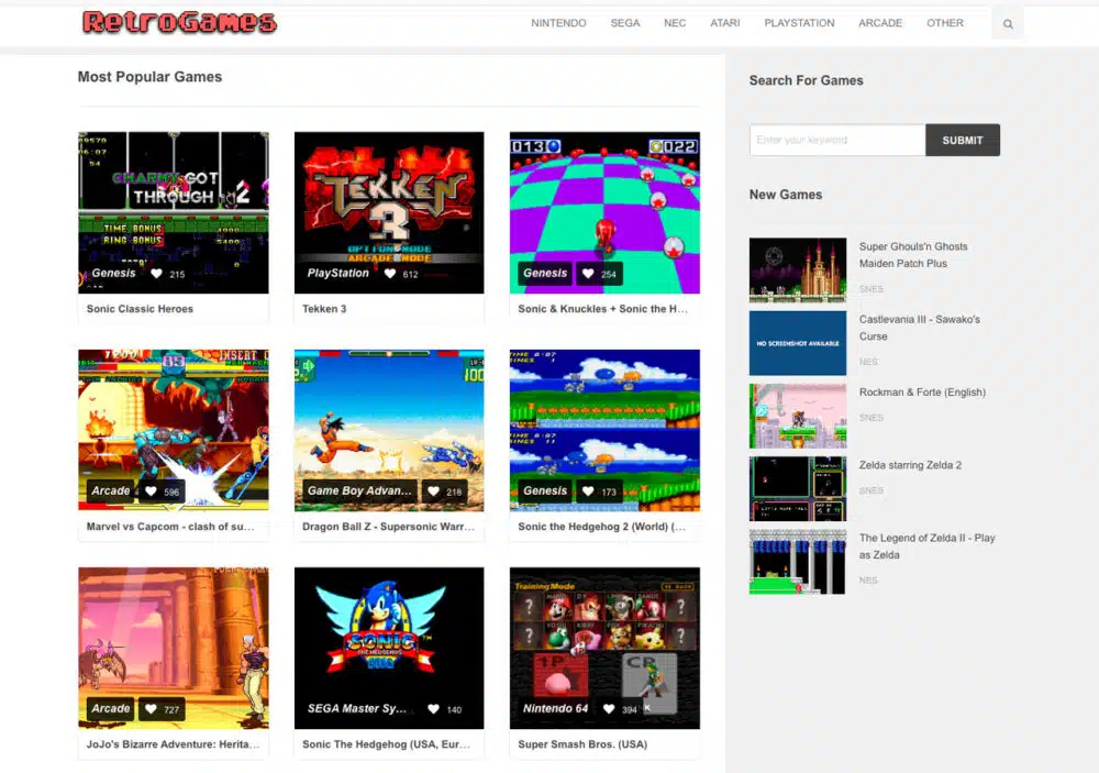 Web juegos online Retro Games