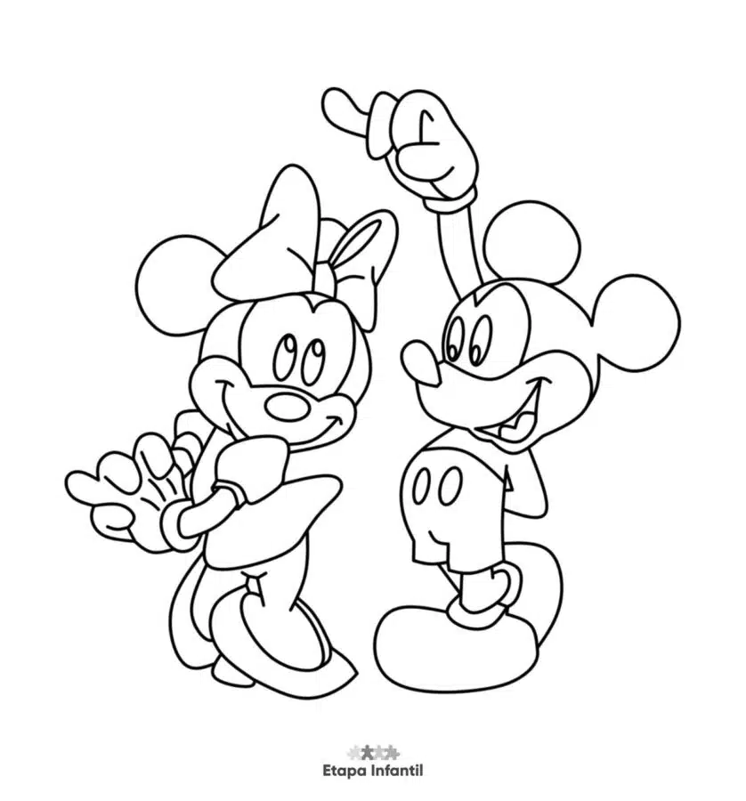 Dibujo clásico de Minnie y Mickey Mouse para colorear