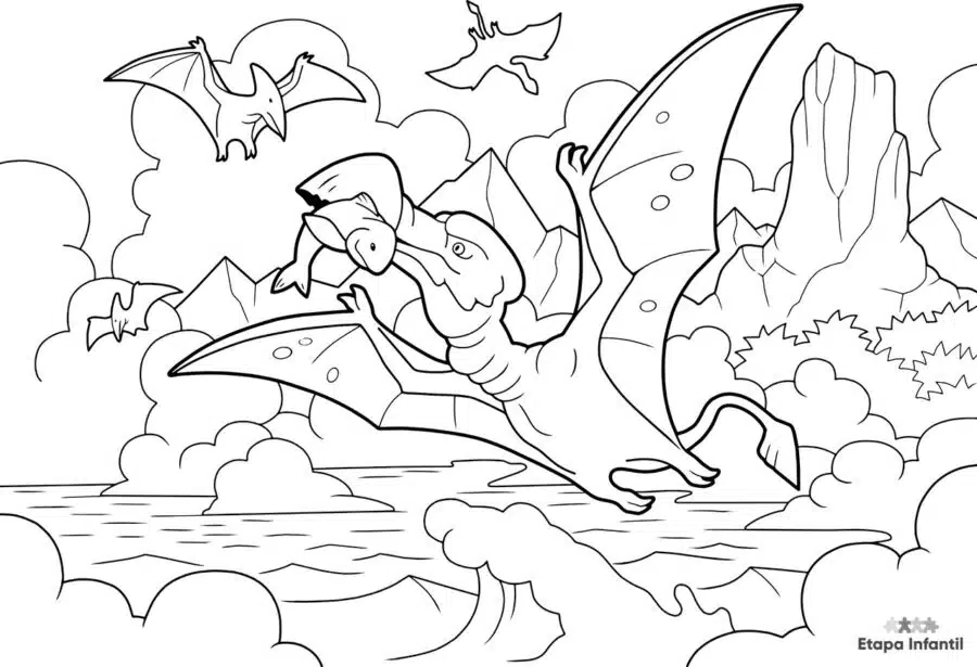 Dibujo dinosaurio volador