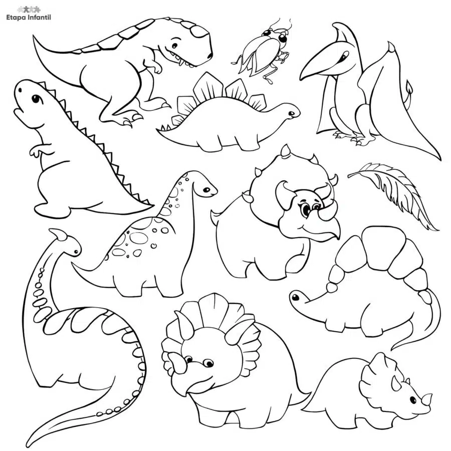 Dibujos varias especies dinosaurios