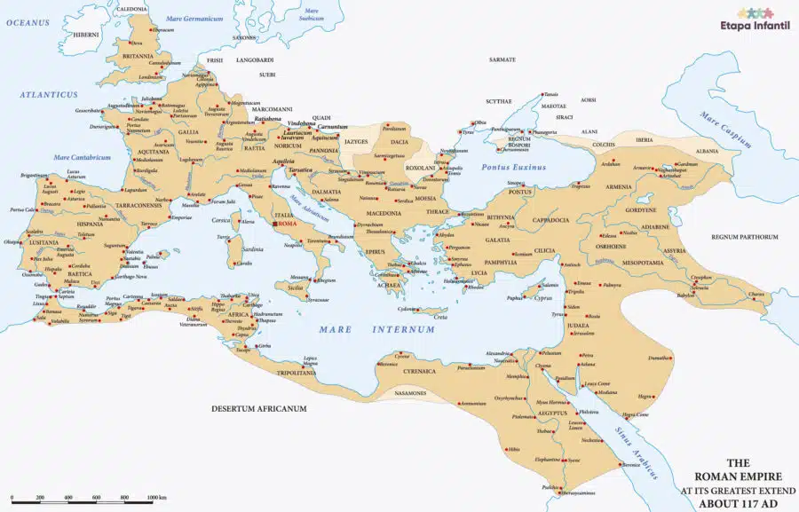 Mapa de ciudades del Imperio romano para imprimir