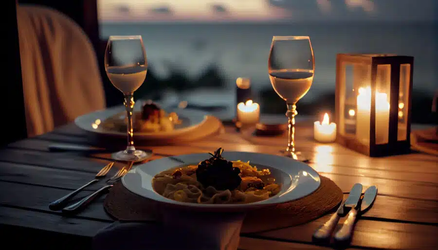 cena romántica velas
