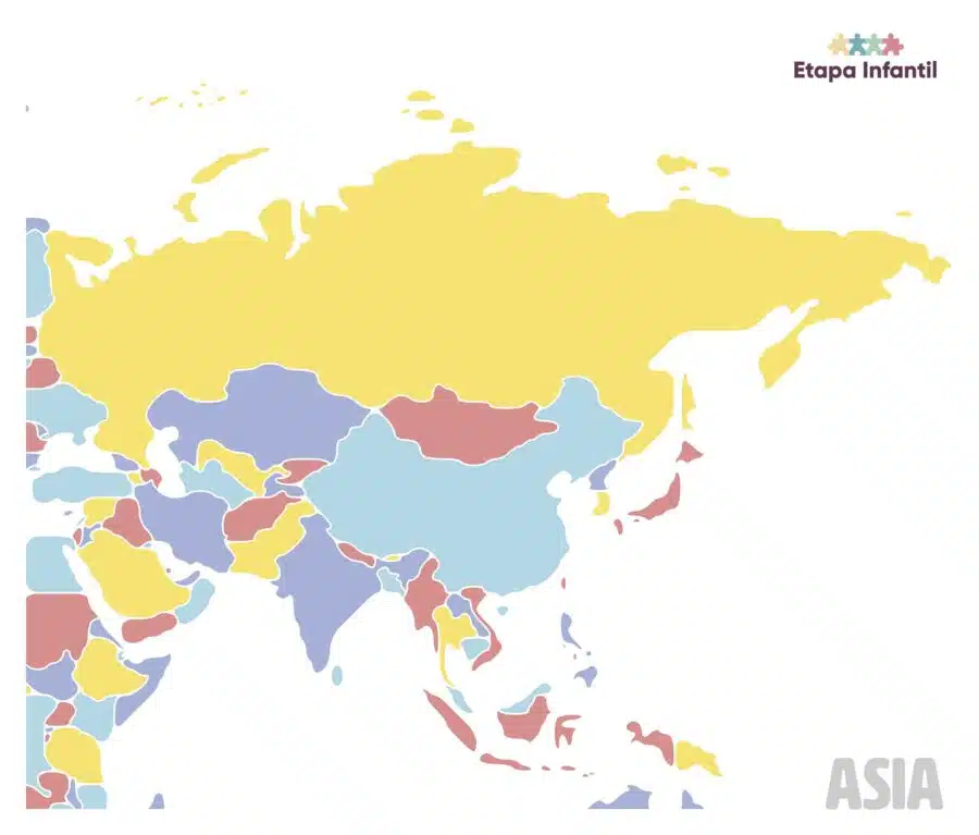 Mapa mudo de Asia para imprimir