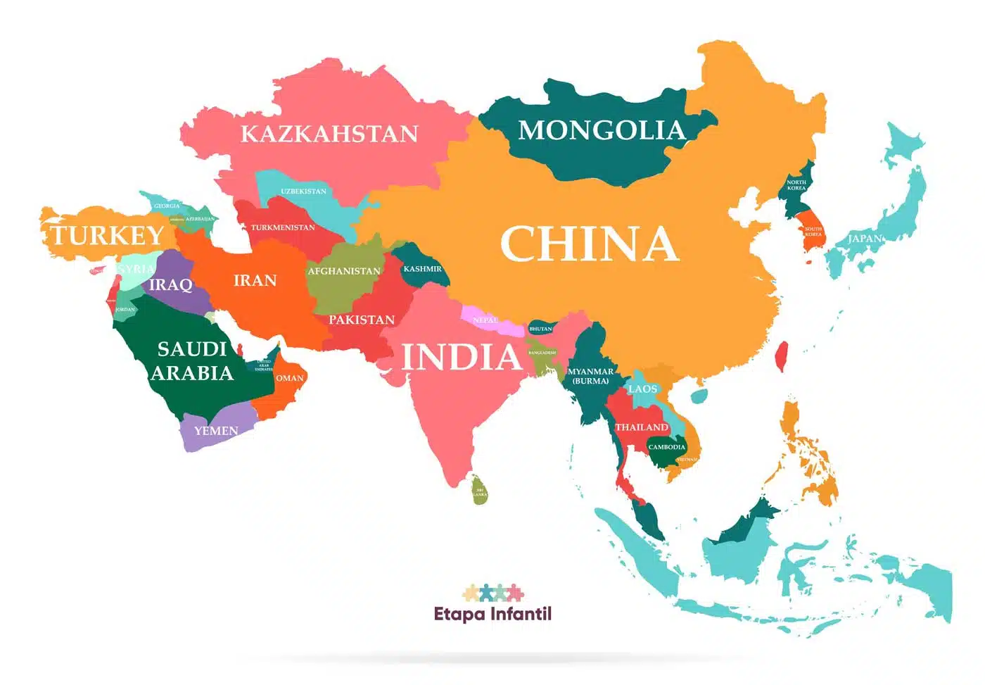 Mapa de Asia para imprimir